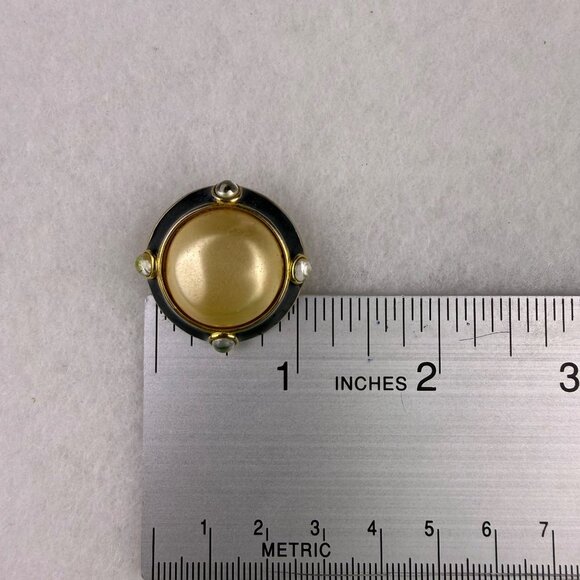 Carolee Womens Gold Tone/Black Clip-On Round Earrings Large Faux Pearl - Picture 5 of 5